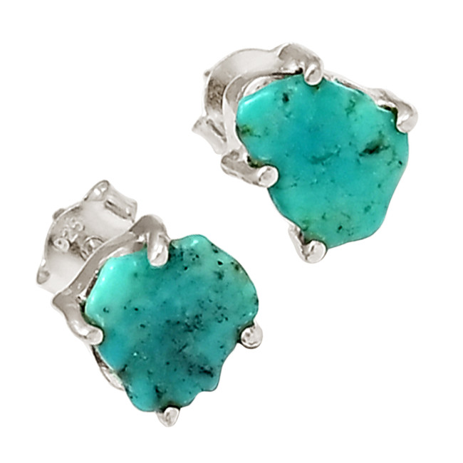Natural Sleeping Beauty Turquoise 925 Silver Earrings - Stud Jewelry ALLE-17971