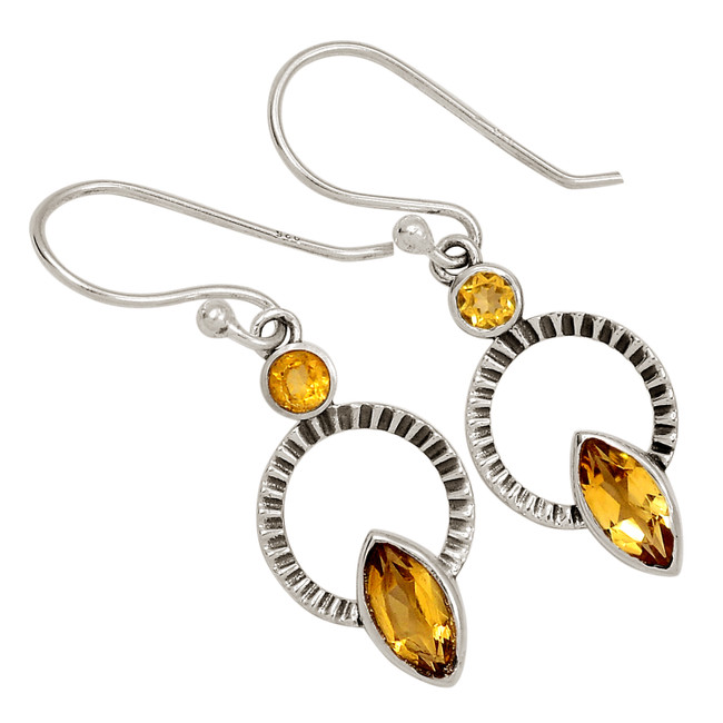 Natural Citrine 925 Sterling Silver Earrings Jewelry ALLE-17755