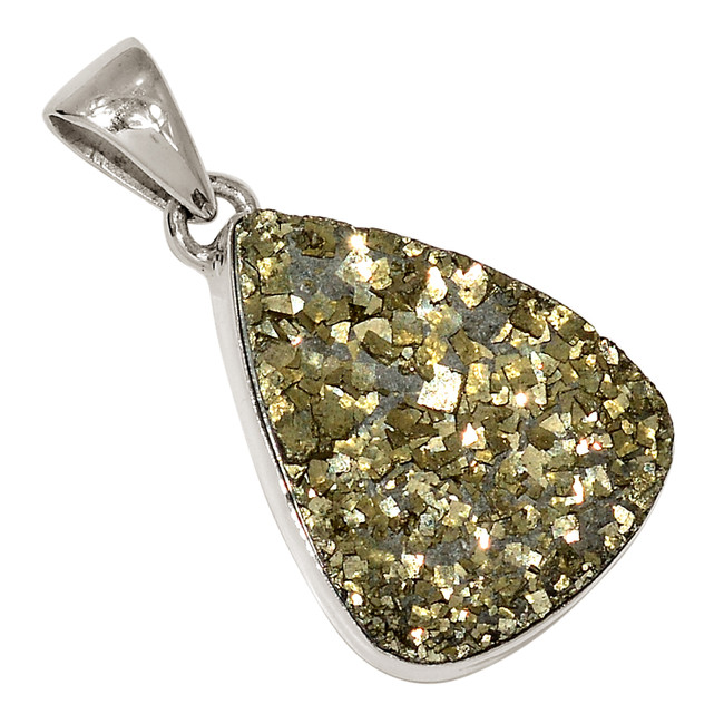 Natural Peruvian Golden Pyrite 925 Sterling Silver Pendant Jewelry ALLP-27906