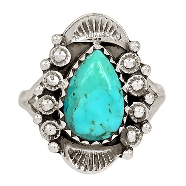 Composite Kingman Blue Mohave Turquoise 925 Silver Ring Jewelry s.6 ALLR-29184