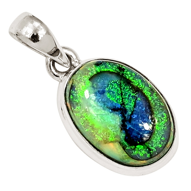 Lab Grown Sterling Opal 925 Sterling Silver Pendant Jewelry ALLP-27520