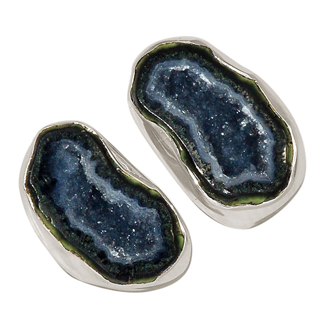 Natural Coconut Druzy 925 Sterling Silver Earrings Stud Jewelry ALLE-18156