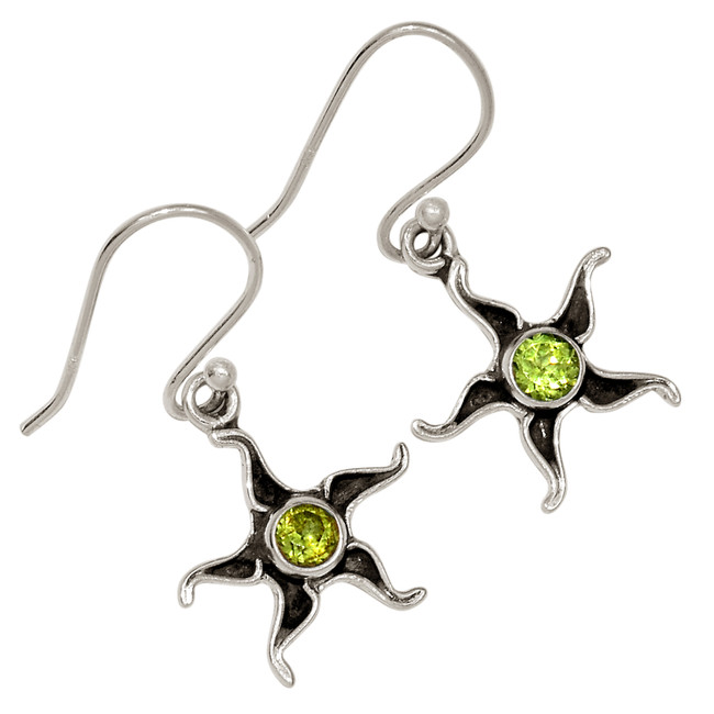 Sun - Natural Peridot 925 Sterling Silver Earrings Jewelry ALLE-17557
