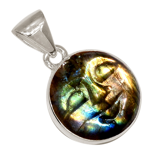 Natural Goddess Face Labradorite - Madagascar 925 Silver Pendant ALLP-27478