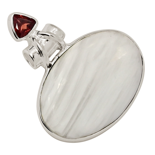 Natural Scolecite - India & Garnet 925 Silver Pendant Jewelry ALLP-27739