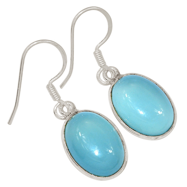 Treated Aqua Chalcedony 925 Sterling Silver Earrings Jewelry ALLE-17518