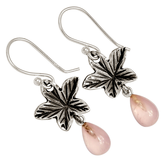 Natural Rose Quartz - Madagascar 925 Sterling Silver Earrings Jewelry ALLE-17928