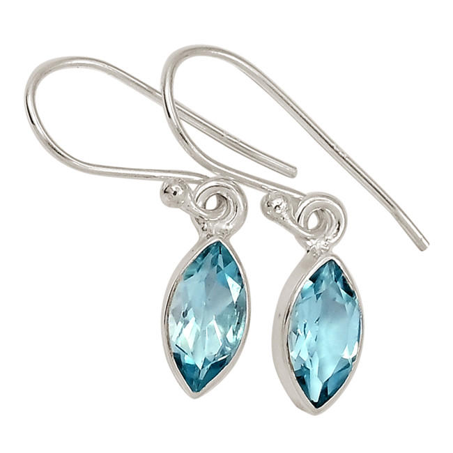 Blue Topaz 925 Sterling Silver Earrings Jewelry ALLE-17796