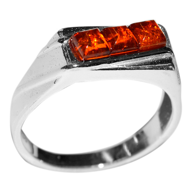 4.3g Authentic Baltic Amber 925 Sterling Silver Ring Jewelry s.8 A7185S8