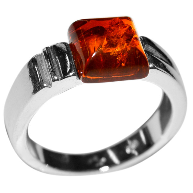 4.37g Authentic Baltic Amber 925 Sterling Silver Ring Jewelry s.6 A7149S6