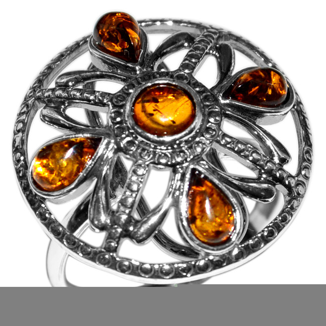5.6g Authentic Baltic Amber 925 Sterling Silver Ring Jewelry s.7 A7435S7
