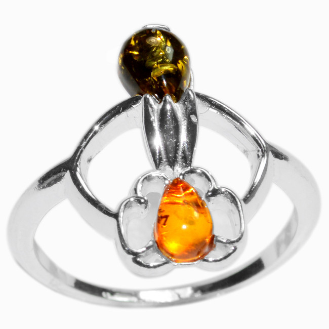 3.2g Authentic Baltic Amber 925 Sterling Silver Ring Jewelry s.5 A7534S5