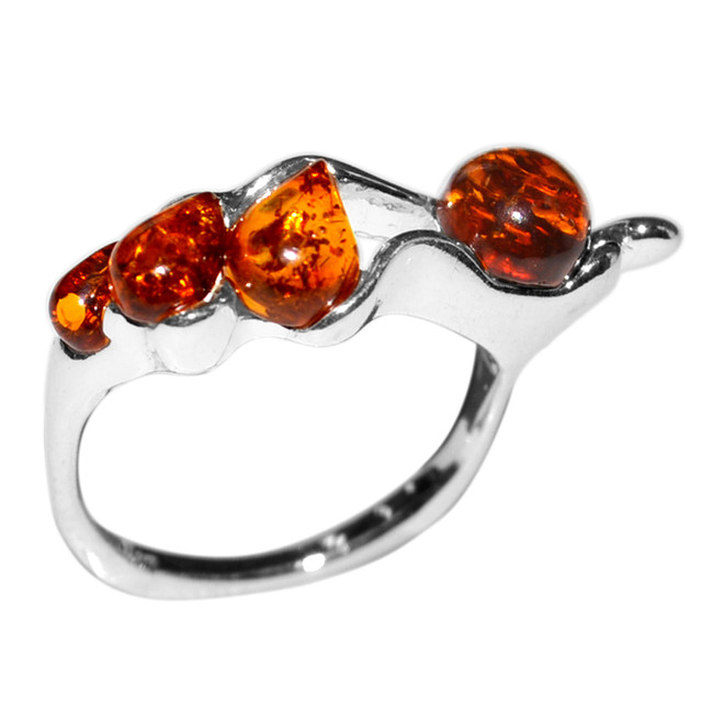 3.2g Authentic Baltic Amber 925 Sterling Silver Ring Jewelry s.6 A7242S6