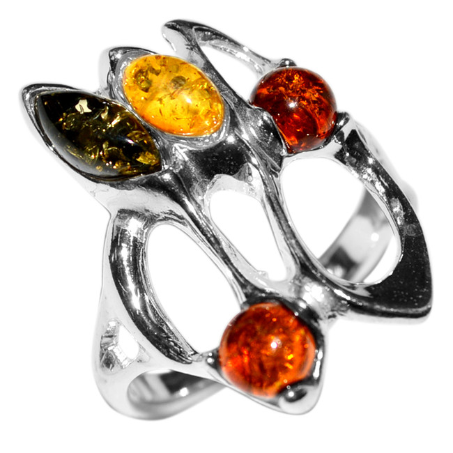 4.4g Authentic Baltic Amber 925 Sterling Silver Ring Jewelry s.6 A7361S6