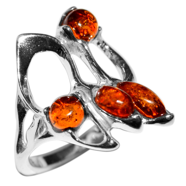 4.1g Authentic Baltic Amber 925 Sterling Silver Ring Jewelry s.8 A7362S8