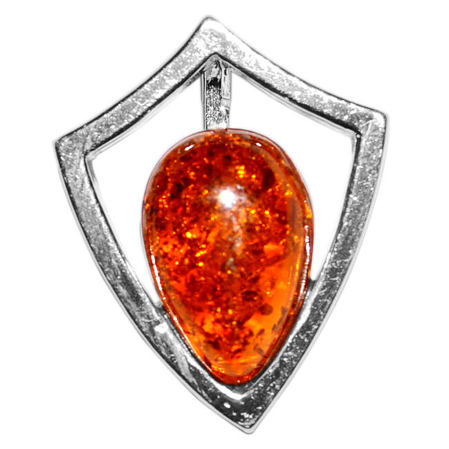 1.74g Shield Authentic Baltic Amber 925 Sterling Silver Pendant Jewelry A674