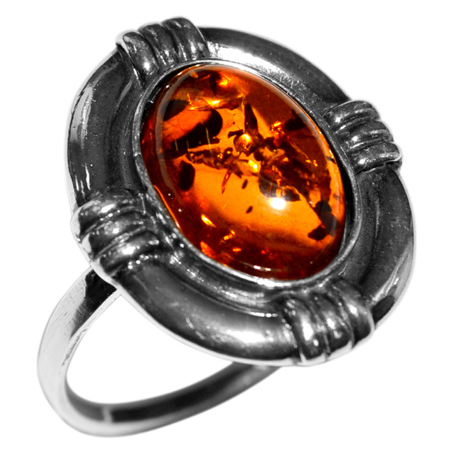 5.82g Authentic Baltic Amber 925 Sterling Silver Ring Jewelry s.8 A7143S8