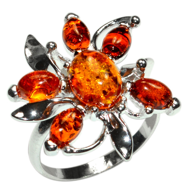 4.9g Authentic Baltic Amber 925 Sterling Silver Ring Jewelry s.6.5 A7239S65