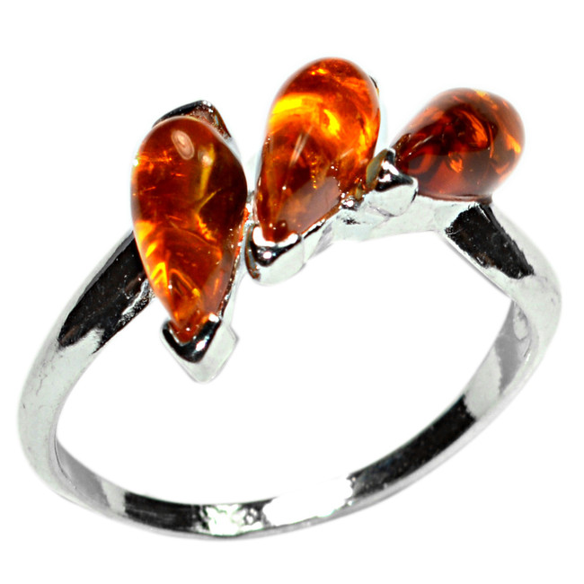 2.7g Authentic Baltic Amber 925 Sterling Silver Ring Jewelry s.6.5 A7299S65