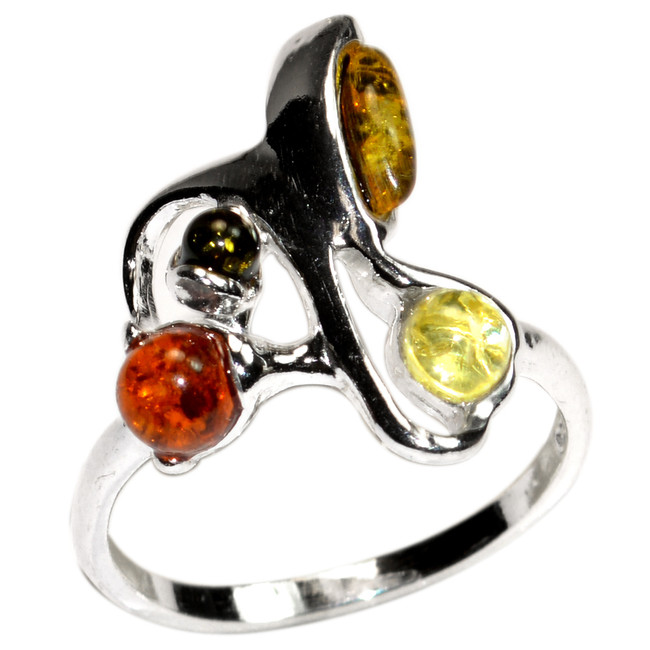 2.8g Authentic Baltic Amber 925 Sterling Silver Ring Jewelry s.6 A7381S6