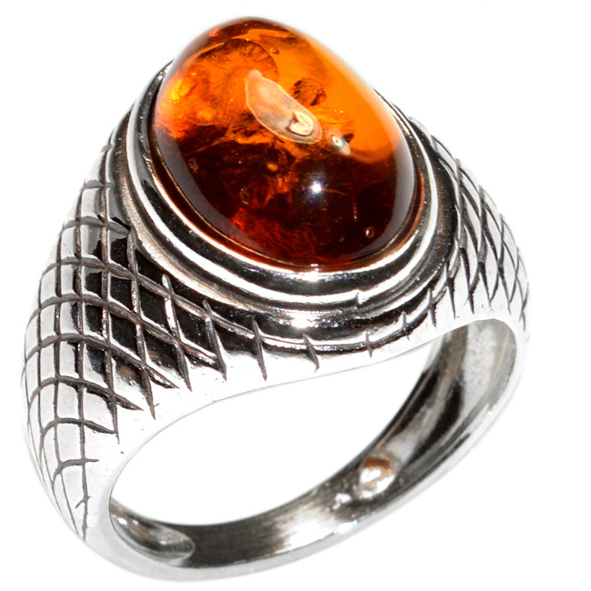5.9g Authentic Baltic Amber 925 Sterling Silver Ring Jewelry s.7 A7434S7