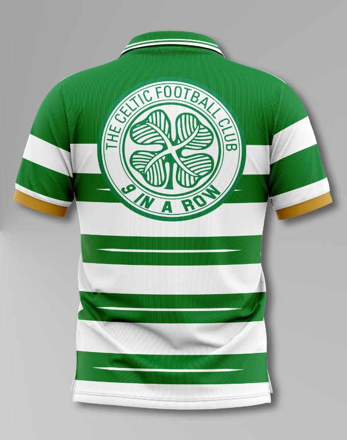 POLO CELTIC GREEN AND WHITE 9 in a row #548 - irish and celtic clothing