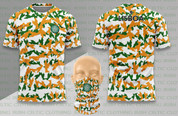 LISBOA camouflage SHIRT + BUFF MASK GREEn AND ORANGE# 919