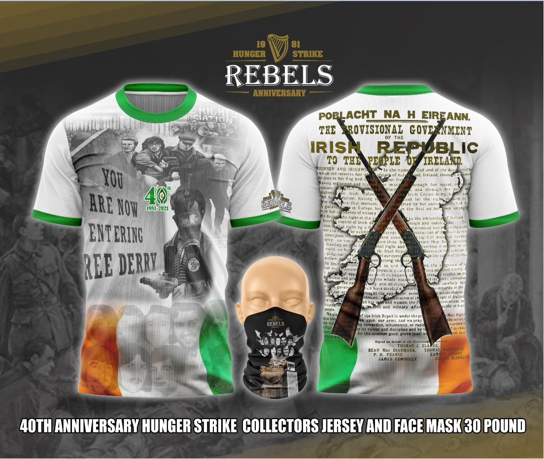 white free derry 40th anniversary +free snood - irish and celtic clothing