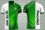 celtic green white side polo #1625