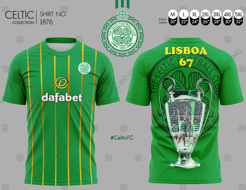 Green shirt Lisboa 67 with yellow line #1876 - irish and celtic clothing