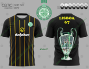 Black shirt Lisboa 67 with yellow line #1879 