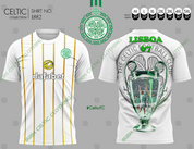 White shirt Lisboa 67 with yellow line #1882 