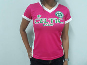 LADIES PINK AND WHITE TOP WITH EMBROIDERY BADGE