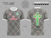 CELTIC GREY PINK TARTAN CROSS #6187