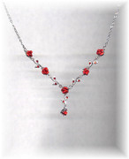 Carmen's Red Roses V Necklace with Rhinestones