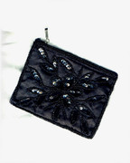 Black Silk Beaded & Sequined Coin Purse