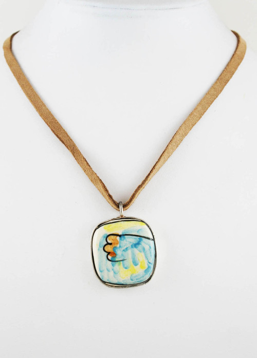 Hand-painted Ceramic Abstractionist Necklace 