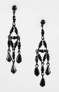 Black Bohemian Glass Beaded Chandelier Earrings