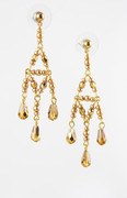 Golden Bohemian Glass Beaded Chandelier Earrings