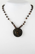 Dark Brown Carved Rose Bone Necklace