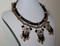 Leather and Rhinestone Gold Accent Statement Necklace