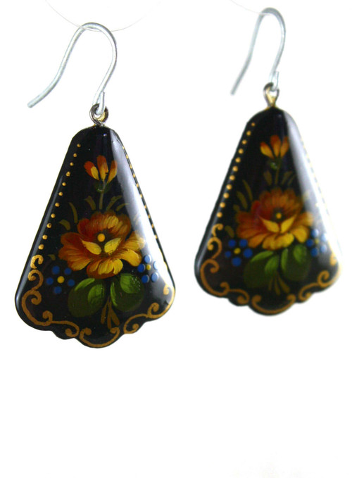 Yellow Hand Painted Earrings