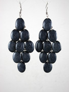 "Gray Stone" Chandelier Earrings with Large Faceted Drops