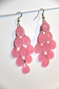 Pink Chandelier Earrings with Large Faceted Drops
