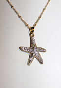 Golden Rhinestone Star Fish Necklace