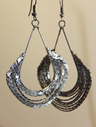 Rough Crafted Silver Chain Chandelier Earrings