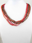 Three Shades of Fire Multi-Row Beaded Necklace