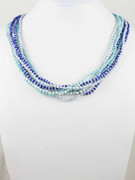 Four Shades of Blue Multi-Row Beaded Necklace