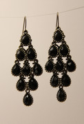 Black Chandelier Earrings with Multi-Faceted Drops