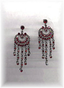 Rhinestone Red Ruby Glam Chandelier Earrings